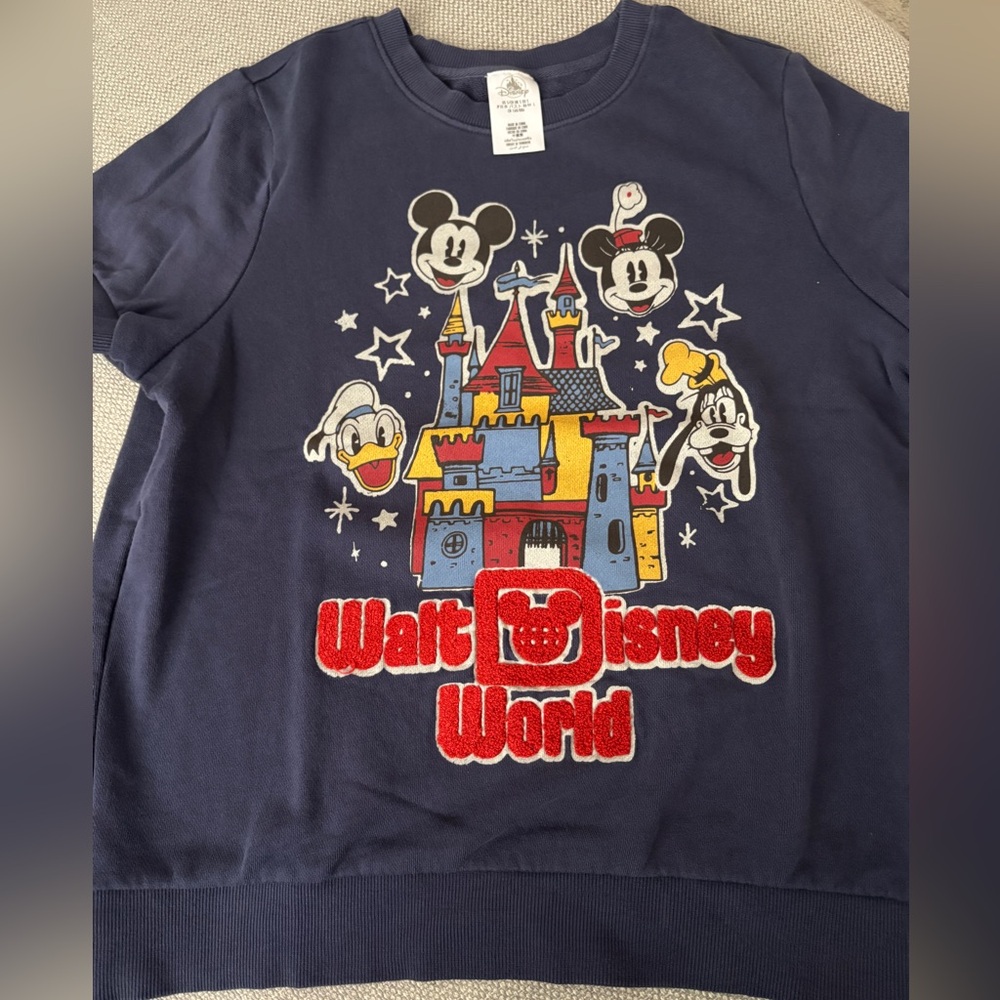 Vintage Disney Navy Blue Sweatshirt with Castle and Characters